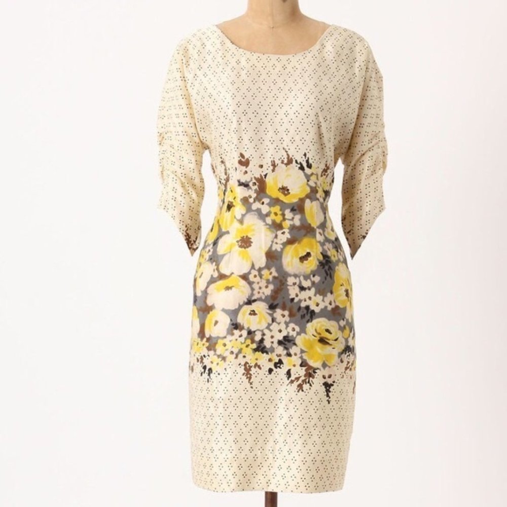 Anthropologie Meadow Rue Yellow Floral Dress
